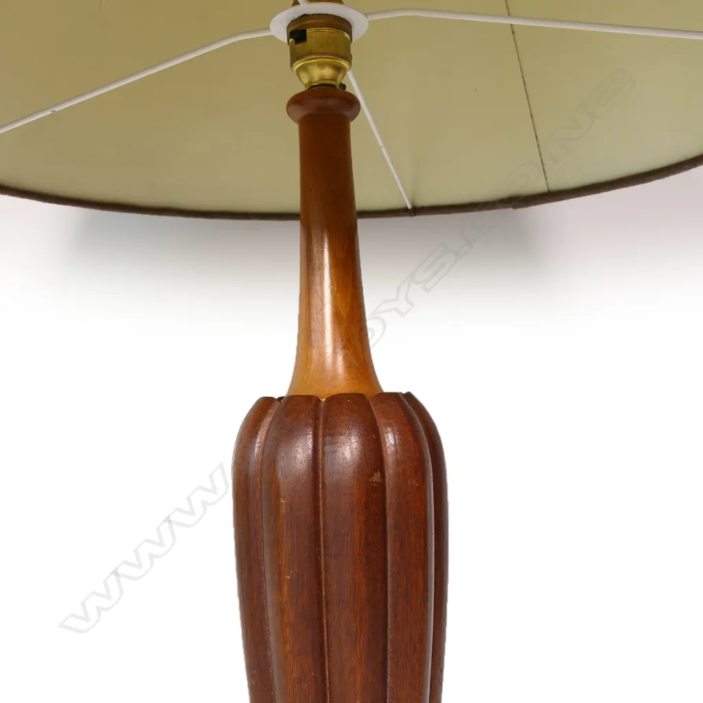 A c.1960s wooden table lamp and shade Image 1++